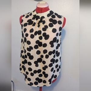 WHO WHAT WEAR -  white with black dot blouse size medium